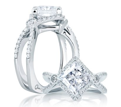 Deco Double Shank Bubble Prong Engagement Ring