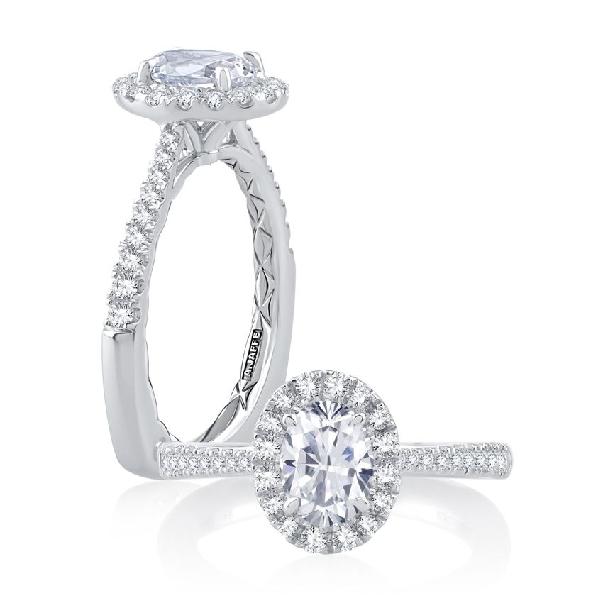 Classic Oval Halo French Diamond Pave Engagement Ring With Signature Shank™