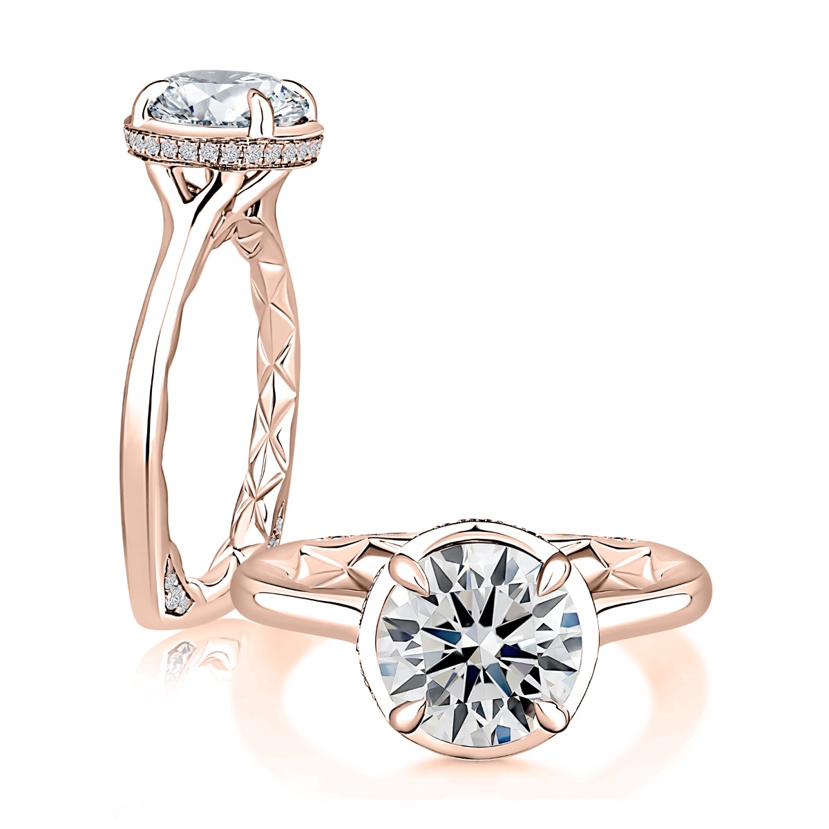 Round Cut Diamond Engagement Ring with Classic Prong Setting and A.JAFFE Signature Shank®
