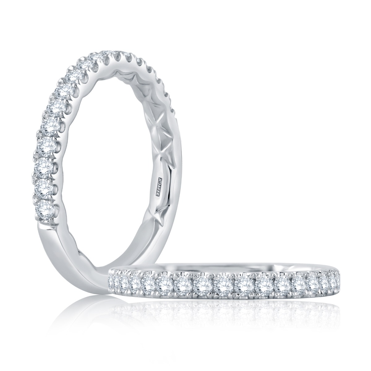Three-Quarter Diamond Pave Wedding Band with Quilted Interior