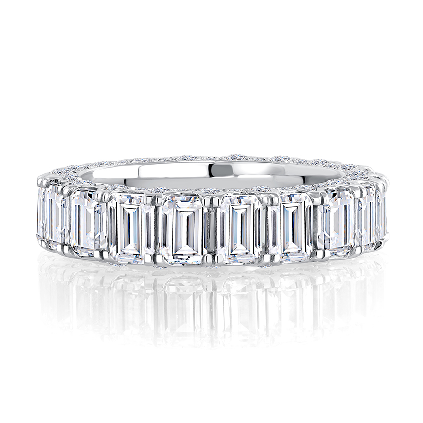 Emerald and Round Diamond Eternity Band 