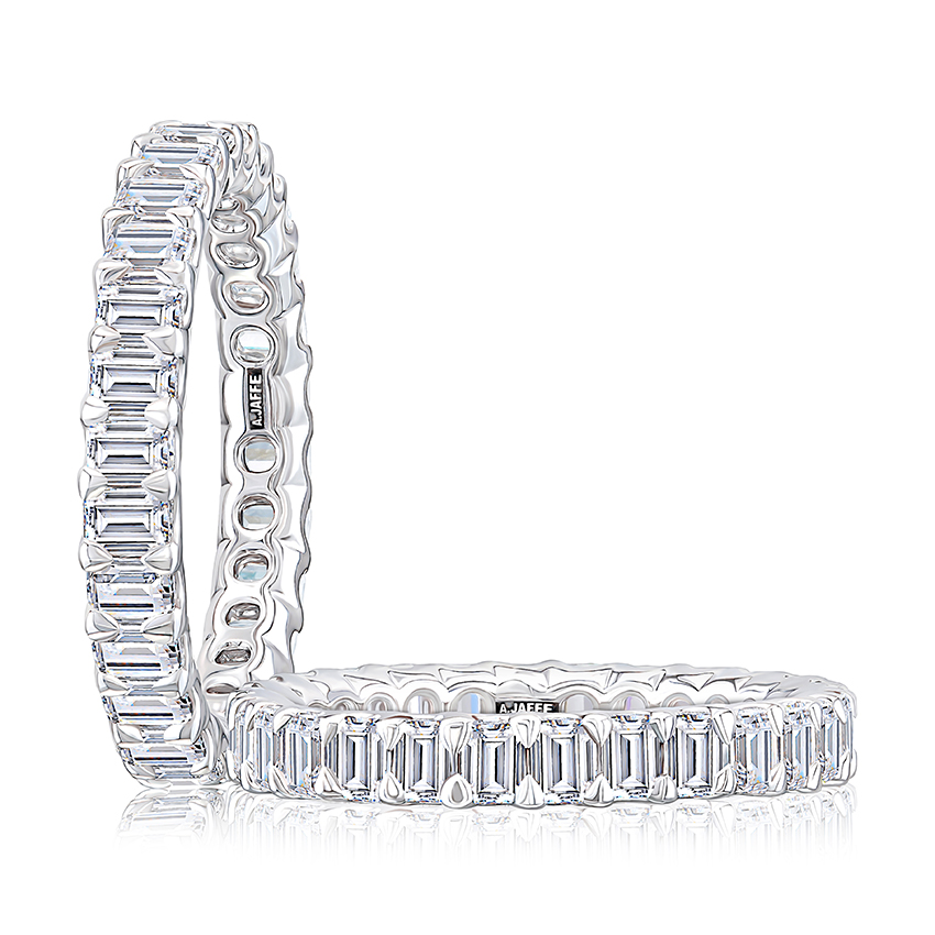 Emerald Claw Prong Eternity Wedding Band