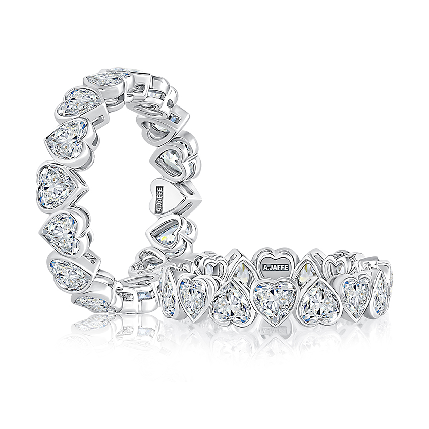 Bezel Heart Diamond Wedding Band