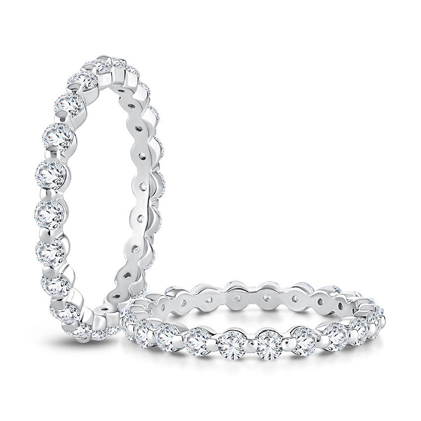 Delicate Shared Single Prong Eternity Diamond Wedding Band