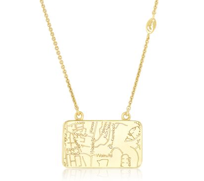 14k Yellow Gold Rectangle Map Necklace